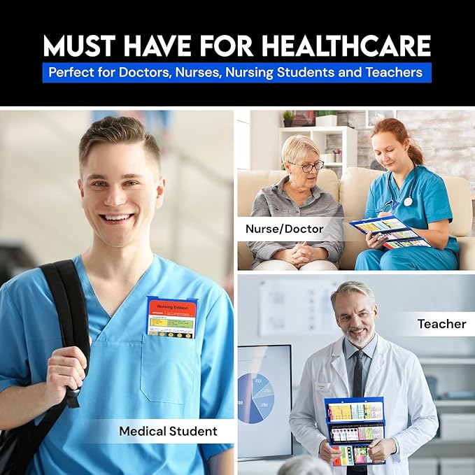 Nursing Clipboard with Nursing and Medical Edition Cheat Sheets 3 Layers Aluminum Trifold Clip Board Nursing Nursing Student Essentials - Foldable Clipboard Nursing Nursing School Essentials