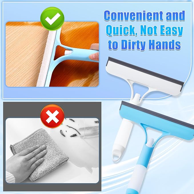 3 in 1 Window Cleaning Scraper,New 3 in 1 Window Cleaner,Squeegee and Scrubber with Spray, for Windows, Walls,Car Windshields, Bathrooms, Kitchens, All-Purpose Window Cleaner Tool (White/Blue)