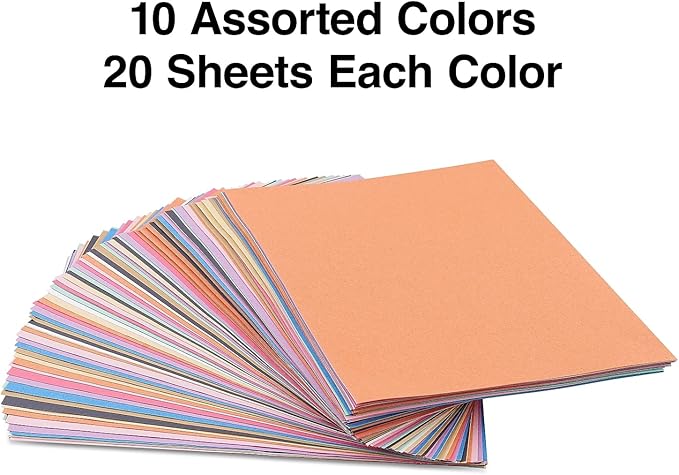 Staples Construction Paper, 9" x 12", Assorted, 200 Sheets/Pack - Paper for Crafts, School Projects & Art Rooms