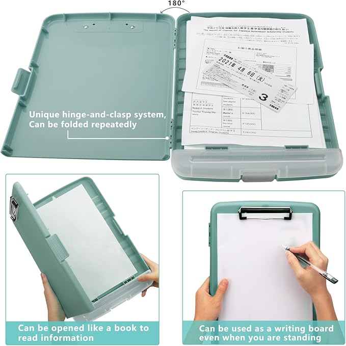 SFLHHDM Storage Clipboard with Pen Holder, High Capacity Clipboards for Classroom, Clip Boards 8.5x11 with Storage, Low-Profile Clip, Lightweight Plastic Clipboard for Kids, Lawers, Office Workers