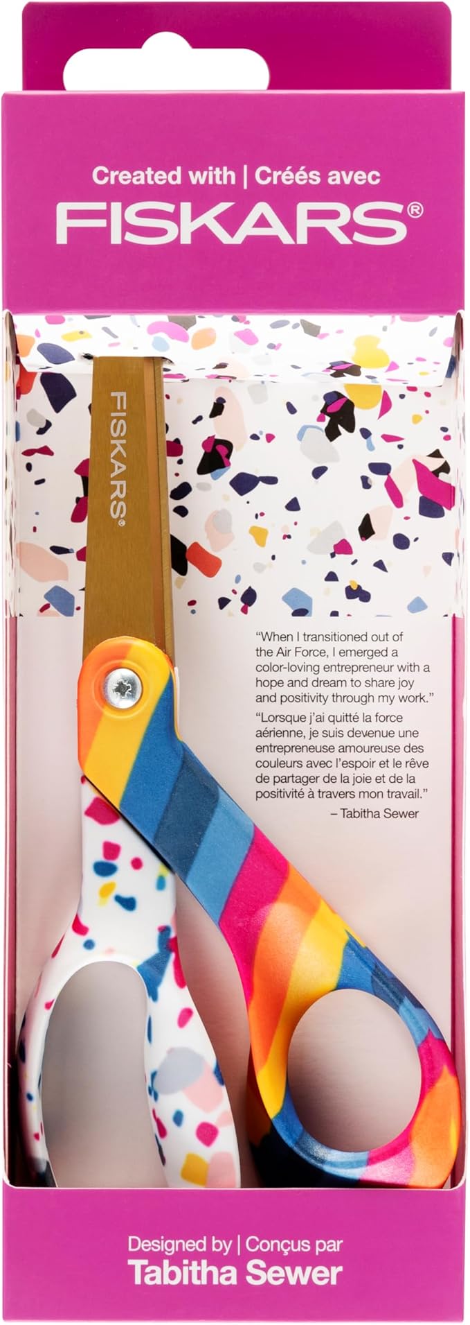 Fiskars Premier Designer 8" Scissors, Adult Scissors All Purpose with Stainless Steel Blades for Office, School, Home, Arts and Crafts, Gifts for Women, Sew Bold