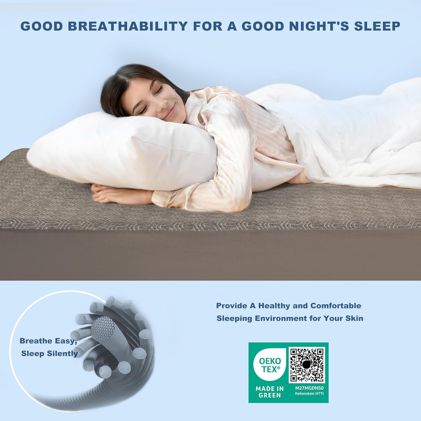 GRT Queen Mattress Protector Waterproof, Breathable Bamboo Charcoal Fiber Mattress Cover, Noiseless and Odor Free Upgraded Mattress Protector with Double-Barrier Protection, 8"-26" Deep Pocket