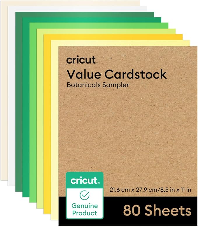 Cricut Value Cardstock Paper, Botanical Sampler - 80 sheets (8.5" x 11") - Compatible with Joy Xtra, Explore, & Maker Machines - Letter Size