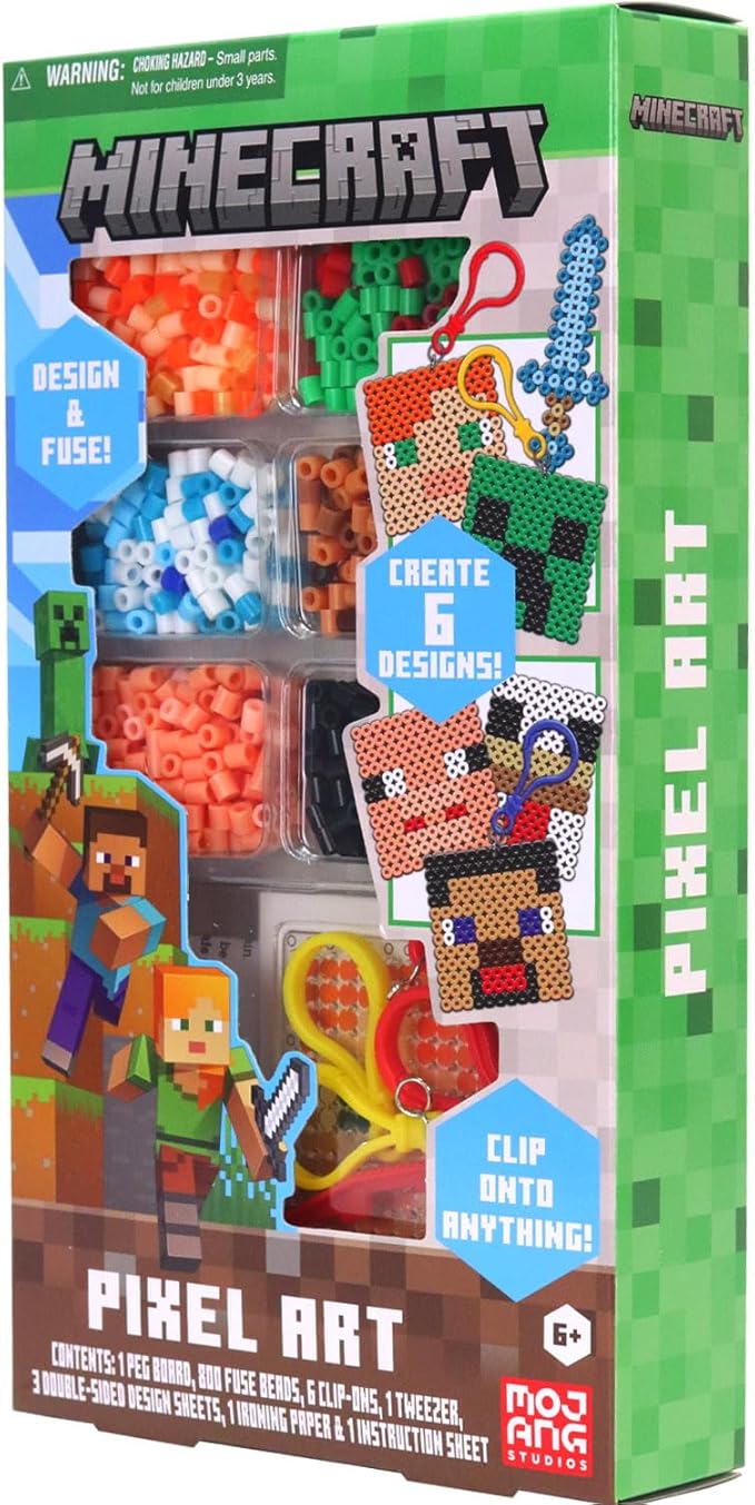 Tara Toy Minecraft Pixel Art Bead Kit 2500+ Beads, Templates & Pegboards Build Minecraft Pixel Characters & Tools Creative Craft Toy for Kids Ages 6