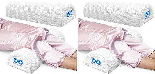 Everlasting Comfort Under Knee Pillow for Back Sleeping - Memory Foam Half Moon Leg Bolster Pillow for Back Pain, Thoracic Support (Pack of 2)