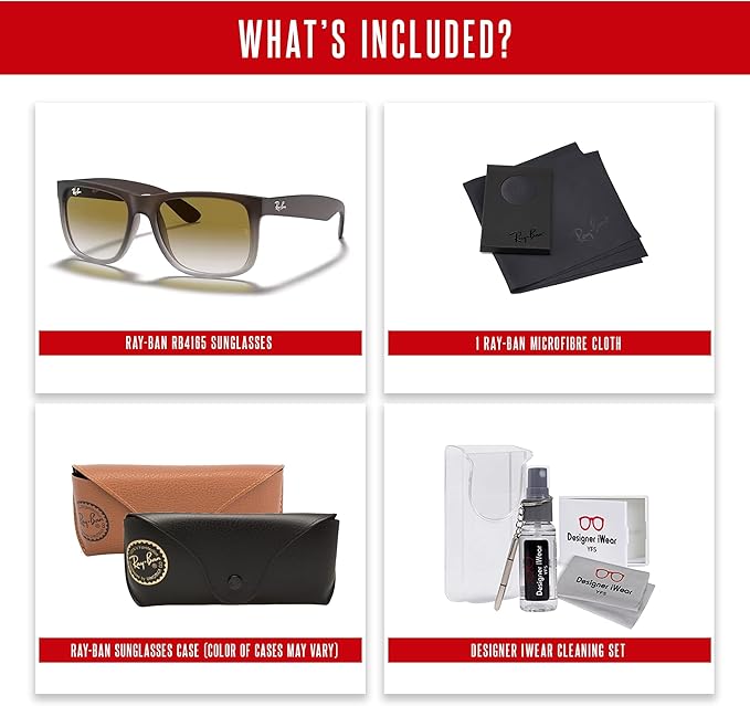 Ray-Ban RB4165 JUSTIN Sunglasses For Men For Women+BUNDLE with ACCESSORY EYEWEAR KIT