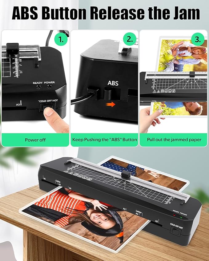 Laminator A3 Laminator Machine with Built-in Trimmer, 70s Fast Warm-up, 13 Inches Cold and Thermal Laminating with 20 Laminating Sheets, Portable Laminating Machine for Home Office School Use