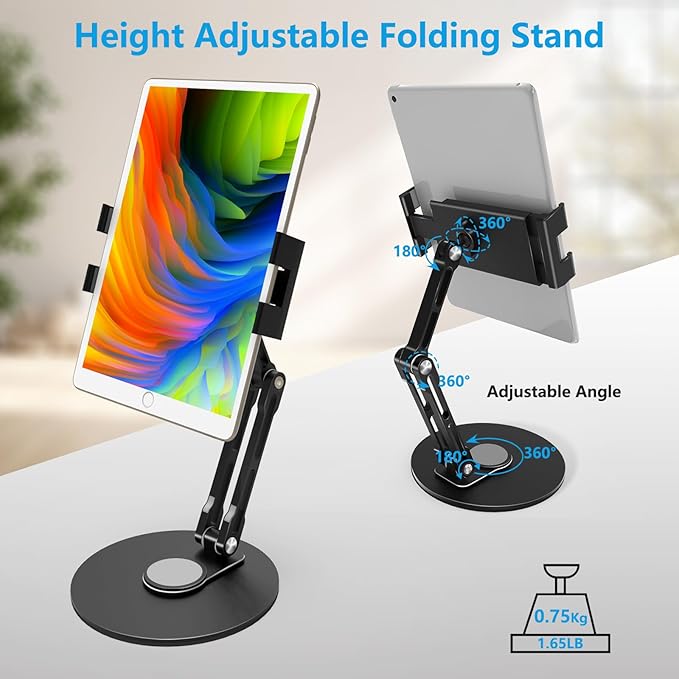 Bimo Tablet Stand Holder for ipad,Portable Monitor Stand Holder for 15.6'',16'',360°Rotate Base for 4.7''-16'' Kindle,Store Cash Register Office Reception Kitchen Desktop Display