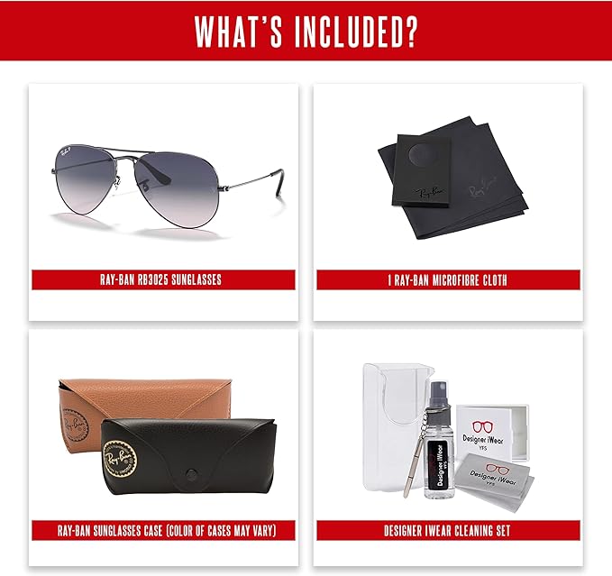 Ray-Ban RB3025 Metal POLARIZED Aviator Sunglasses For Men For Women +BUNDLE with ACCESSORY EYEWEAR KIT