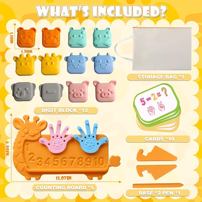 Preschool Learning Math Toy for Toddlers, Silicone Counting Board with Number Tracing | Montessori Educational Math Manipulatives Number Counting Blocks for 3 Year+ Boys Girls Gifts