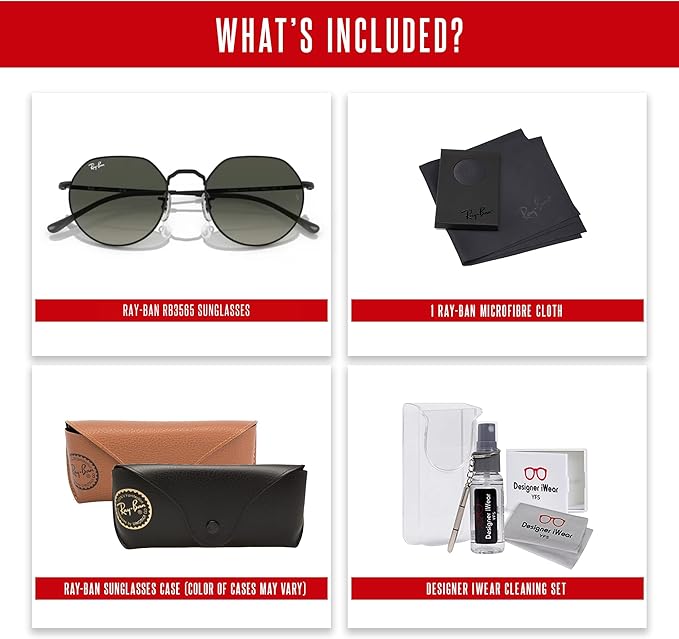 Ray-Ban Jack RB3565 Rounded Hexagonal Sunglasses for Men for Women +BUNDLE with ACCESSORY EYEWEAR KIT