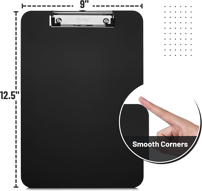 Mr. Pen- Plastic Clipboard, Letter Size, Black, Clipboard Plastic, Low-Profile Metal Clip with Retractable Hanging Hole