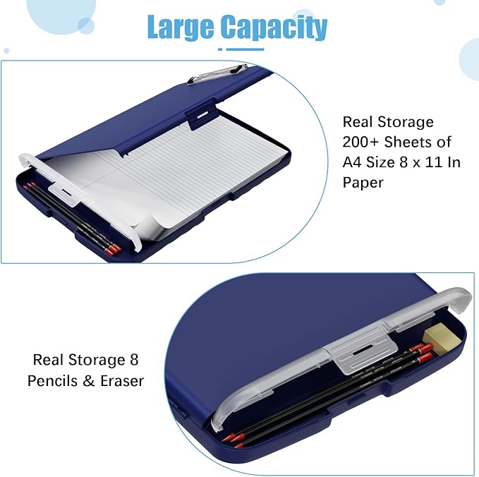 Hongri Clipboard with Storage with Pen Holder, Folder Nursing Clip Board 8.5 x 11 Foilo-Side Opening, High Capacity, Light Weight for Teachers, Classroom. Size 14 x 9.6 x 1.2 in(Navy Blue)