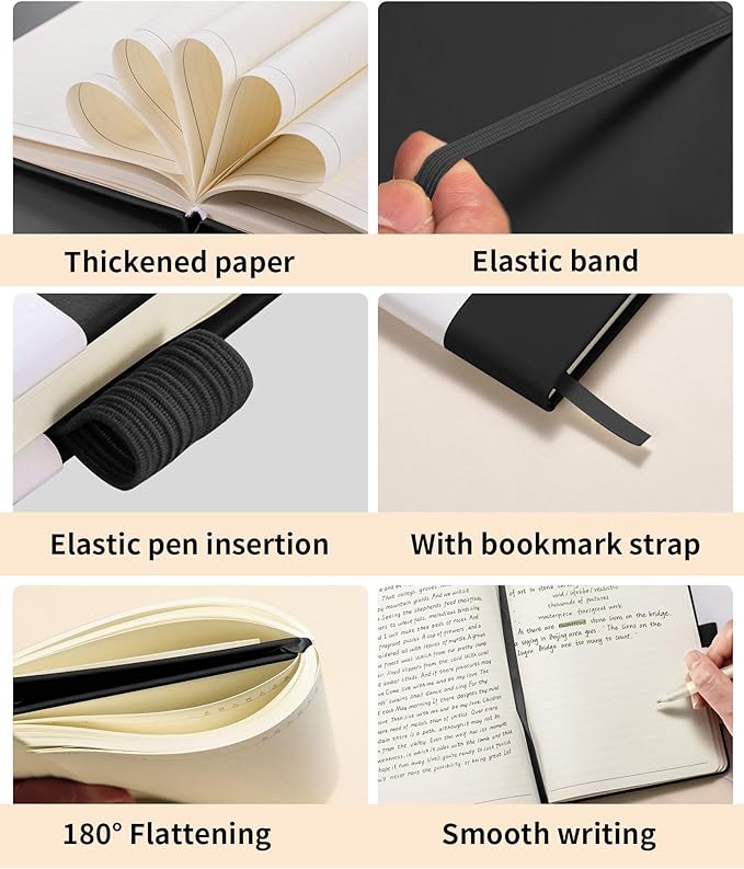 Premium Hardcover Executive Notebook and Pen Set - A5 Journal Notebook 192 Line Pages, 2 Smooth-Writing Ballpoint Pens, Arrow Sticky Notes - For Office & School Supplies Letter L Floral Design Brown