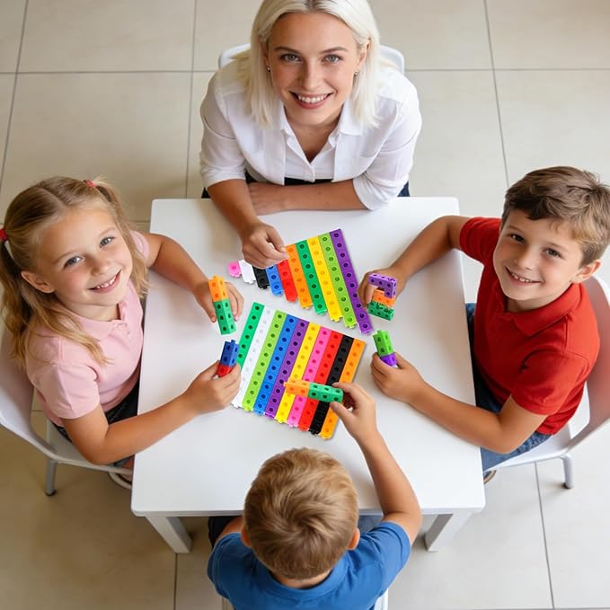 200 Pcs Math Linking Cubes - 10 Colors Connecting Counting Snap Blocks, Math Manipulatives for Early Math & Construction, Educational Toy for Preschool, Kindergarten, Homeschool
