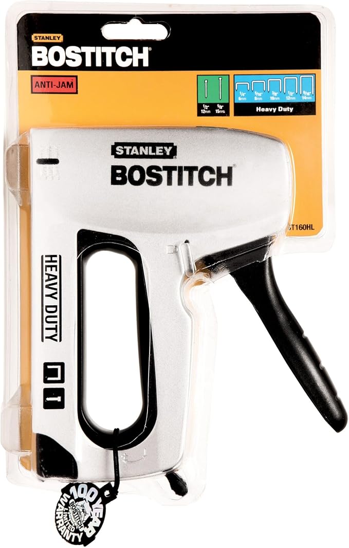 BOSTITCH Heavy Duty Staple Gun, Anti-Jam Mechanism, Ideal for Molding, Picture Frames, Carpet Padding, and Insulation (BT160HL)