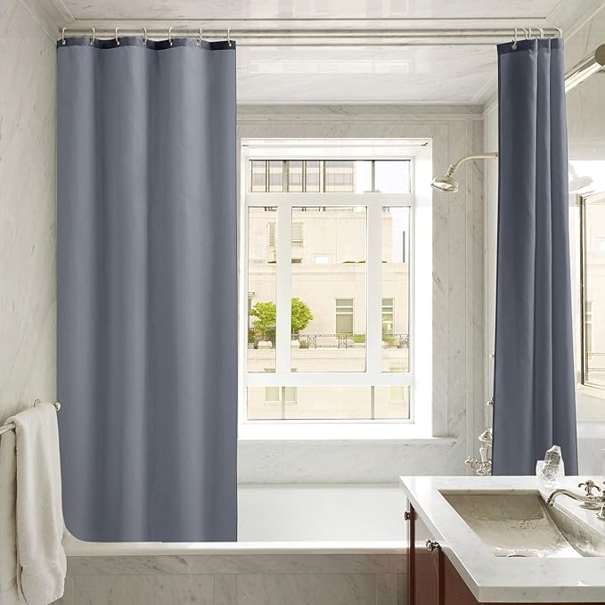 Nasitos Shower Curtain Liners 2 Pack - W36 x H72 - Washable & Water Resistant Fabric Bath Shower Liners for Narrow Stall, Stand Up Shower Stall, RV, Camper (Grey, Magnets Included)