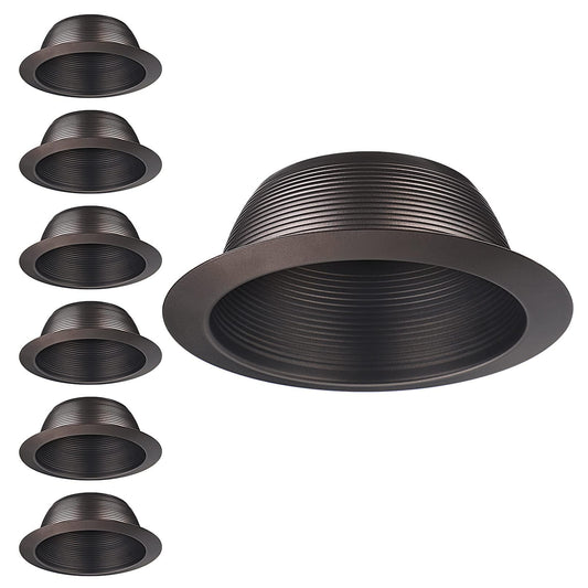 TORCHSTAR 6 Inch Integrated Can Light Trim, Oil Rubbed Bronze, Full Metal, Model 33139, for 6in Cans, Pack of 6