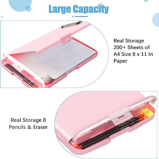 Hongri Clipboard with Storage with Pen Holder, Folder Nursing Clip Board 8.5 x 11 Foilo-Side Opening, High Capacity, Light Weight for Teachers, Classroom. Size 14 x 9.6 x 1.2 in(Pink)