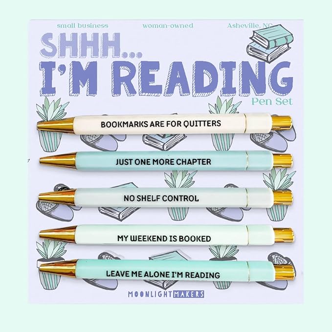 Moonlight Makers Funny Office Supplies Gift Set - I'm Reading Pen Set, To Do Or Not To Do Notepad, I'll Be Reading Zipper Pouch - Cute Stationery Sets for Women, Funny Gifts for Friends and Coworkers