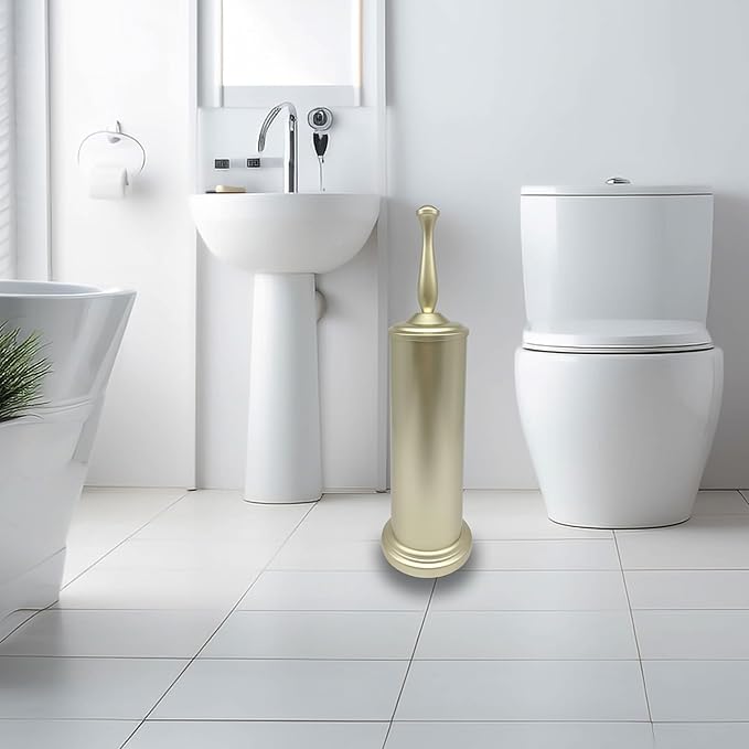 Satin Matte Soft Gold Toilet Bowl Brush with Holder, Durable Bathroom Cleaning Tool, Modern Design for Easy Toilet Maintenance, Bathroom Cleaner Brush for Efficient Cleaning and Hygiene