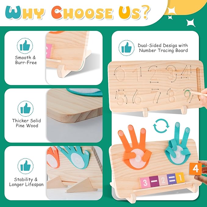 Hirger Preschool Learning Toys for Toddlers 2-4, Educational Math Manipulatives Number Counting Blocks for Kids, Montessori Toy for 3 4 5 6 Year Old Boys Girls Birthday Gifts