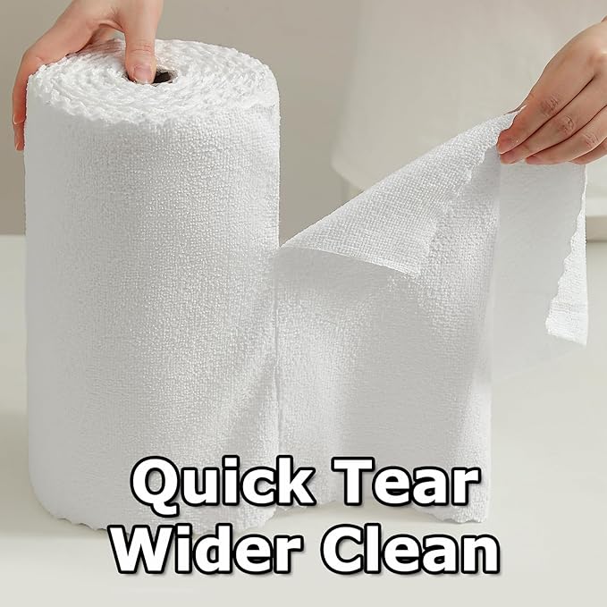 80 Pack Microfiber Cleaning Cloth Roll White Reusable Paper Towels 12"x12" Tear Away Cloth, Microfiber Towels for Cars, Wash Cloths, Lint Free Rags for House, Kitchen,Window,Cleaning Supplies