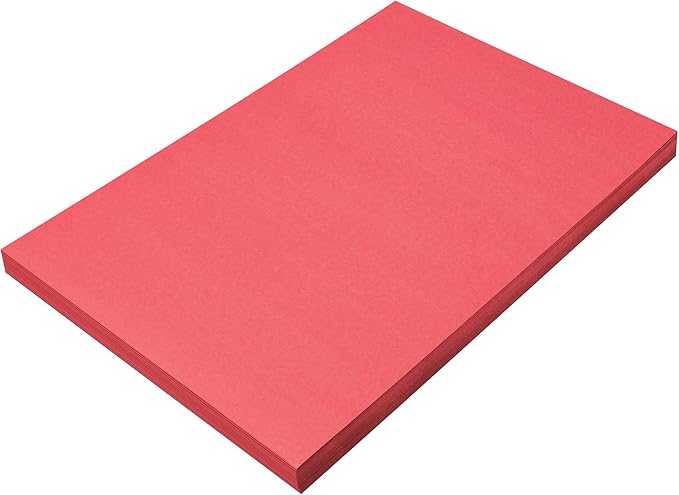 SunWorks Construction Paper, Scarlet, 12" x 18", 100 Sheets