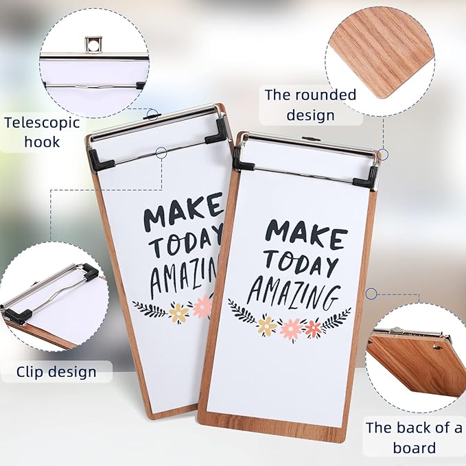 Epakh 30 Pcs Mini Clipboard Small Clipboards Wooden Half Page Clipboard Wood Check Presenters Kids Clipboards for Restaurant School Waitress Guest Server Books Menu Holder, 8 x 4 Inch