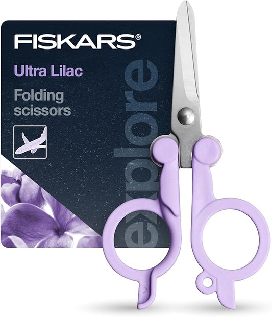 Fiskars Explore Folding Scissor, Designer Collection, Ultra Lilac, Travel Friendly