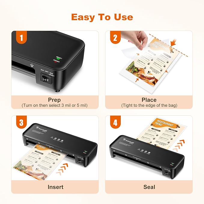 Bonsaii Laminator, 9 Inch 4 in-1 Thermal Laminator Machine Never Jam Technology with 40 Laminting Sheets, Paper Cutter, Corner Rounder for Home Office School Business