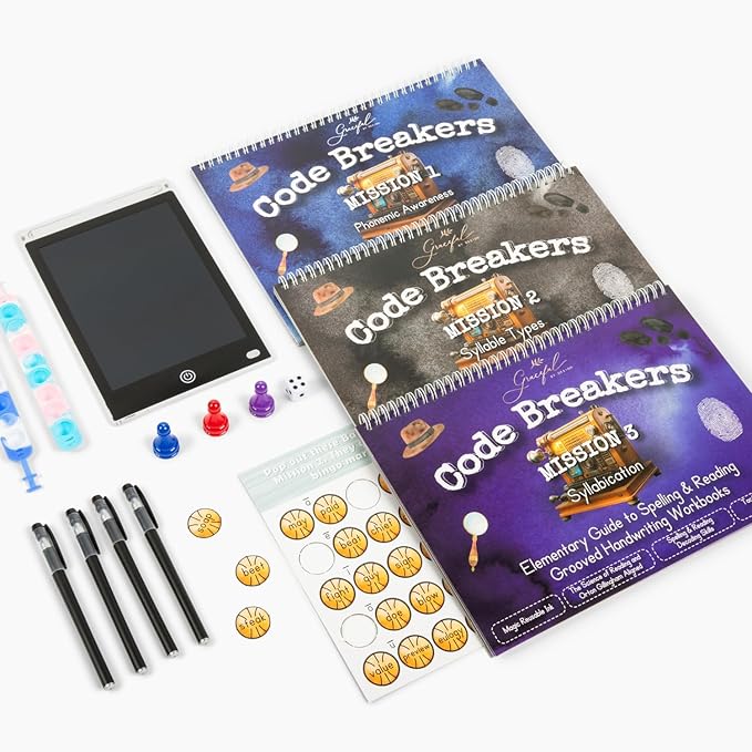 Spy-Themed Elementary Reading and Spelling Set | Orton-Gillingham Aligned Phonics & Decodable Books for Dyslexia | CVC Word Games for Homeschool & Classroom