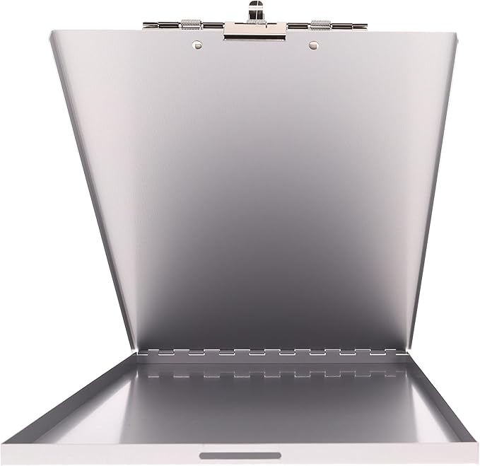 Saunders Slim Metal Clipboard with Storage, Silver Single Layer Nursing Clipboard Folio, Letter Size Paper Organizer, Steel Clip with Locking Latch, Form Holder for Office, School & Work - Made in USA