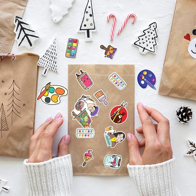 Cute Cartoon Art Supplies Vinyl Stickers Pack for Kids Students Teachers Painters DIY Crafts Laptop Notebook Decoration 50pcs Bedroom Bike Bumper Wall Hat Water