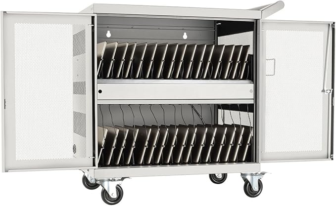 Tripp Lite 32-Port USB Charging Cart Storage Station for Android & Tablet, White (CSC32USBW)