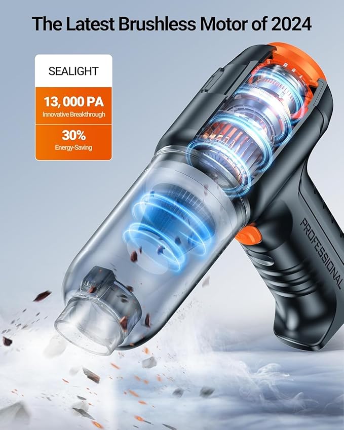 SEALIGHT Handheld Car Vacuum Cleaner, 4 in 1 Mini Vacuum Cleaner Air Duster, High Power Suction with Multi-Nozzles for Car, Home, Office, Pet
