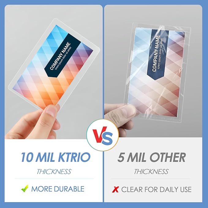KTRIO 50 Pack Self Sealing Laminating Pouches, 2.6” x 3.9”, 10 Mil Thick Self Adhesive Laminating Sheets, Business Card Laminating Paper, Clear Laminate Sheets, No Laminator Machine Needed, No Heat