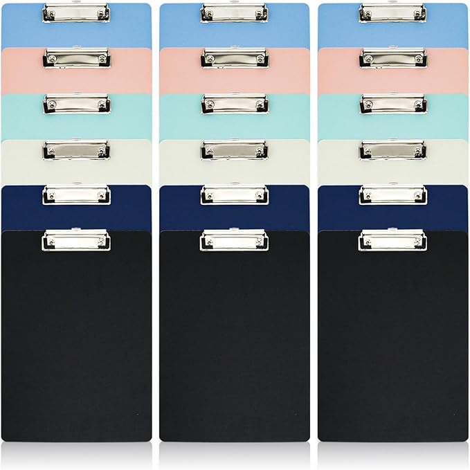 BOMEI PACK Color Clipboards 18 Pack, Plastic Bulk Clip Boards for Classroom and Office, A4 12.5 x 9 Inch