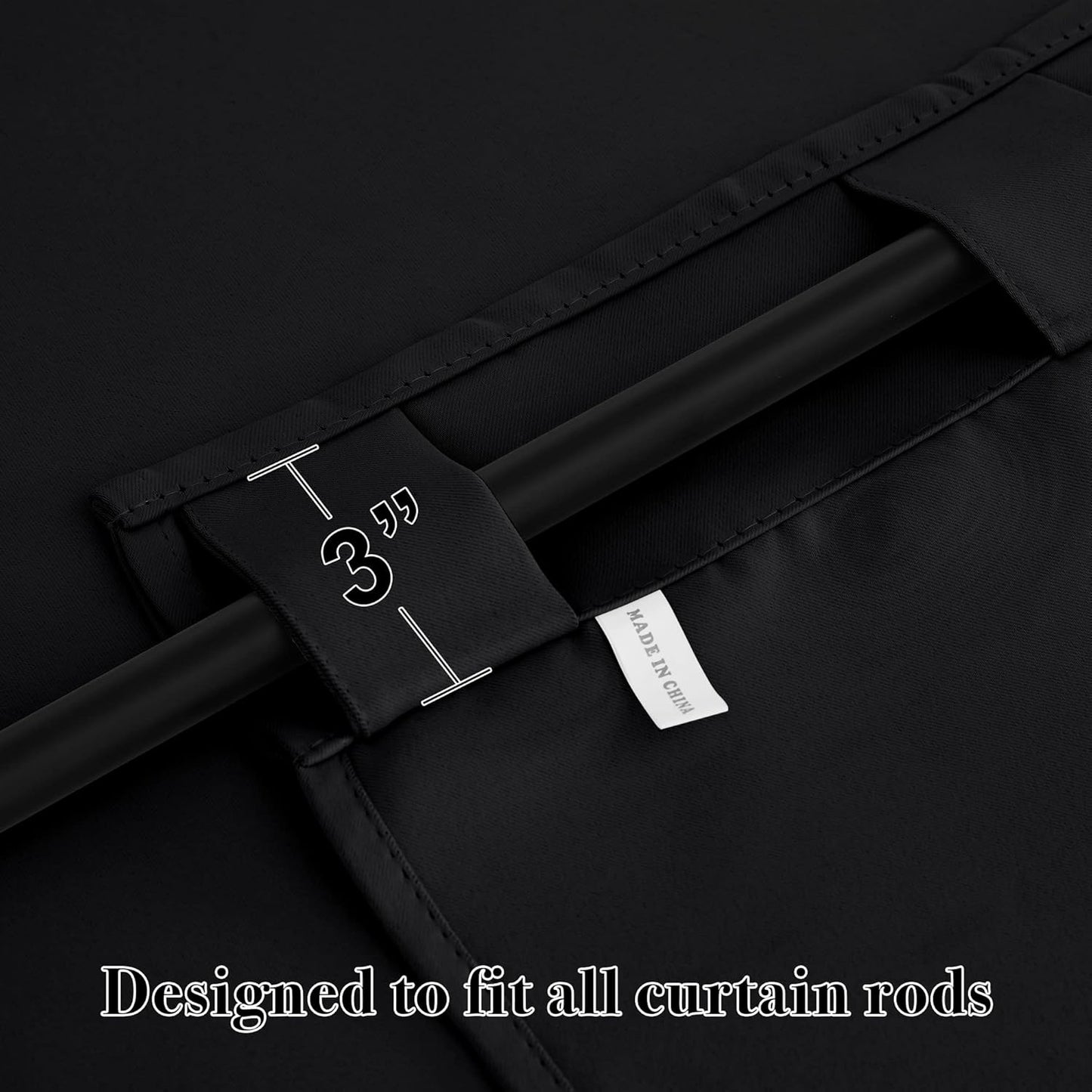 RYB HOME Short Black Curtains for Bedroom, Blackout Thermal Insulated Curtain Tiers Small Window Treatment Privacy Shades for Kitchen Farmhouse Closet, W42 x L36 inch, 2 Panels
