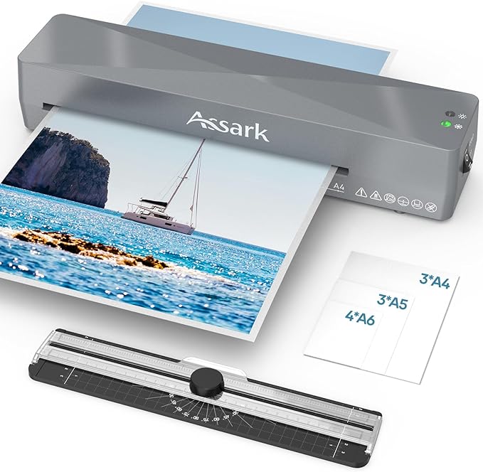 Laminator Machine 9 Inch, laminator with 10 Laminating Sheets, Laminating Machine Quick preheating with Paper Cutter, Low Noise, Plastificadora with ABS Jam Free