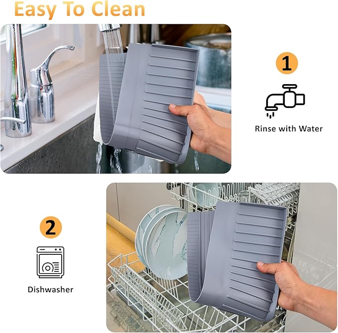 Sink Edge Protector with Suction Cup 4"x14", Silicone Sink Splash Guard for Kitchen & Bathroom, Protect Countertop from Scratches, Stains, for Stainless Steel Granite Quartz-Grey