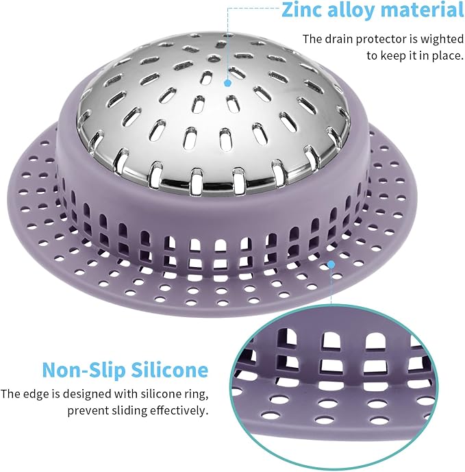 Shower Drain Hair Catcher, Shower Drain Cover, Bathtub Drain Hair Catcher for Pop-Up & Regular Drains