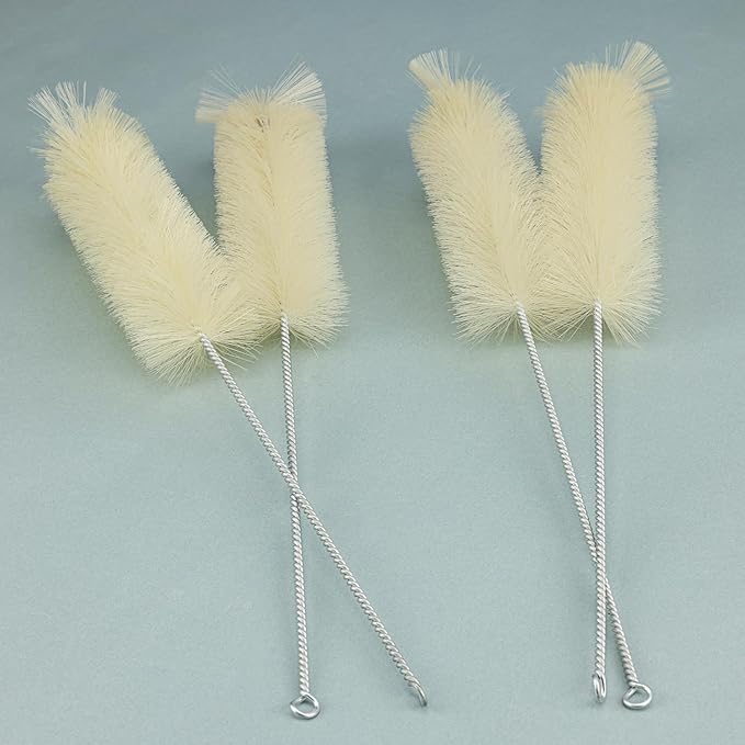 stonylab Cylinder Brushes, 4-Pack Soft Bristle Lab Glassware Cleaning Brushes with Stainless Steel Handle for 50-1000 ml Cylinders, 40cm