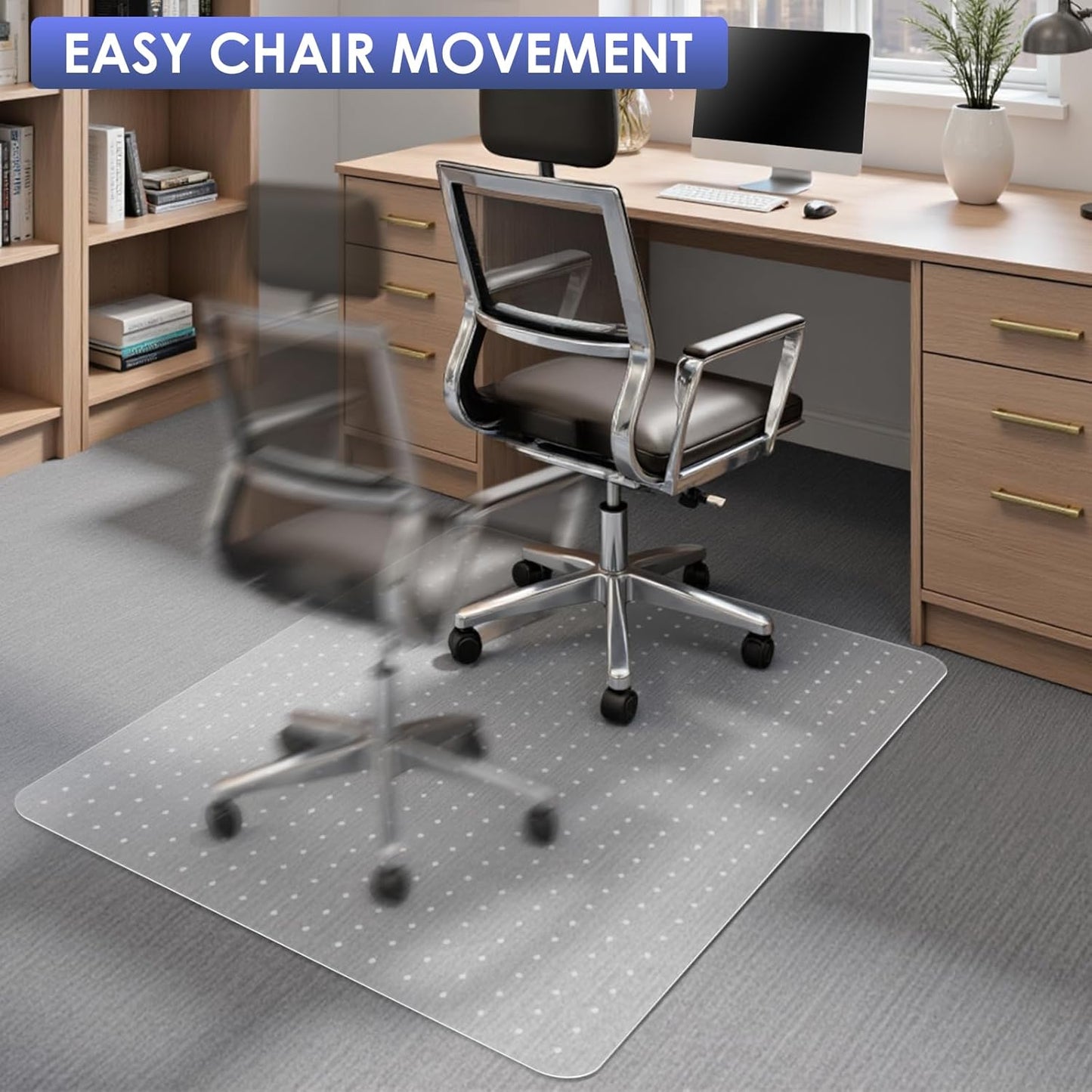 Kuyal Office Chair Mat for Carpet, 32x49 Clear Heavy Duty Computer Chair Mat, Under Desk Protector Carpeted Floors Mat, Easy Chair Movement,Ship Flat