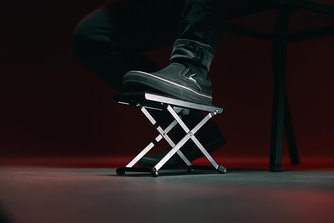 Gator Frameworks Ergonomic Guitar Foot Rest for Practice or Performing with (5) Height Adjustable Playing Positions and Rubberized Foot Pad for Comfort and Stability, (GFW-GTR-FOOTREST)