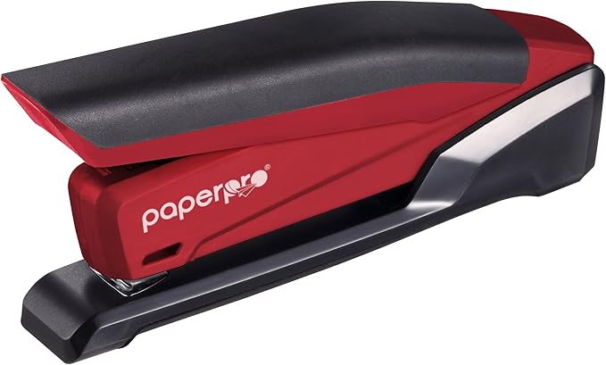 Bostitch Office Executive 3 in 1 Stapler,Includes 210 Staples and Integrated Staple Remover,One Finger Stapling,No Effort,20 Sheet Capacity,Spring Powered Stapler,Red,(Pack of 10)