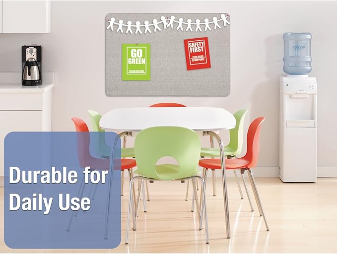 Quartet Bulletin Board, Fabric, 4' x 3', Frameless, High-Density Fiberboard, Oval Office, Gray (7684G)