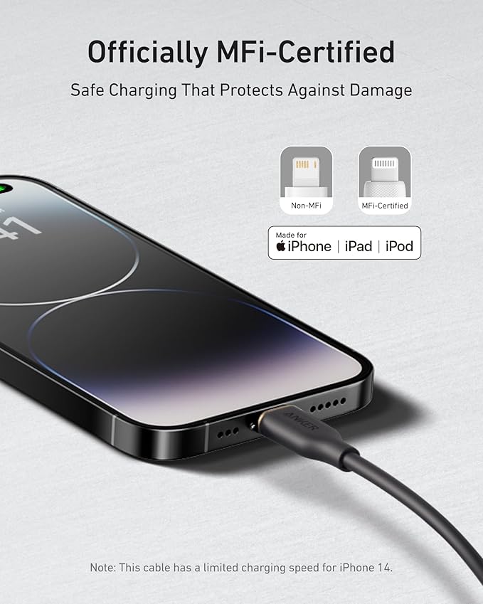 Anker Flow USB A to Lightning Cable, Durable Charging Cord for iPhone 14/13, AirPods, and More (Cord Organizer Included) (3FT, USB 2.0)