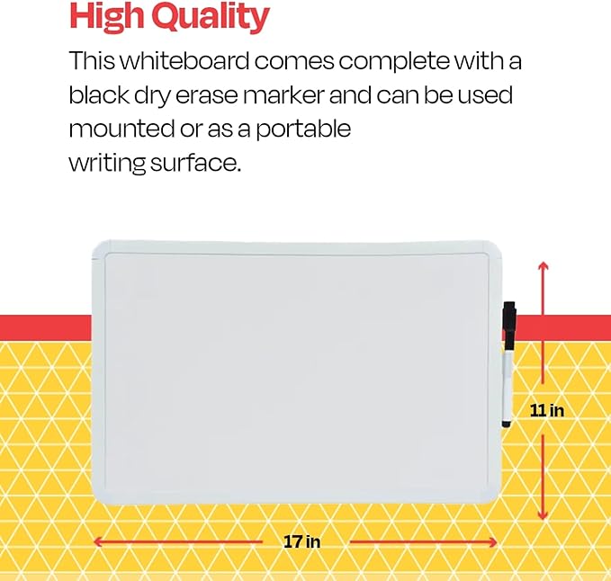 School Smart Dry Erase Board, 11 x 17 Inches, White