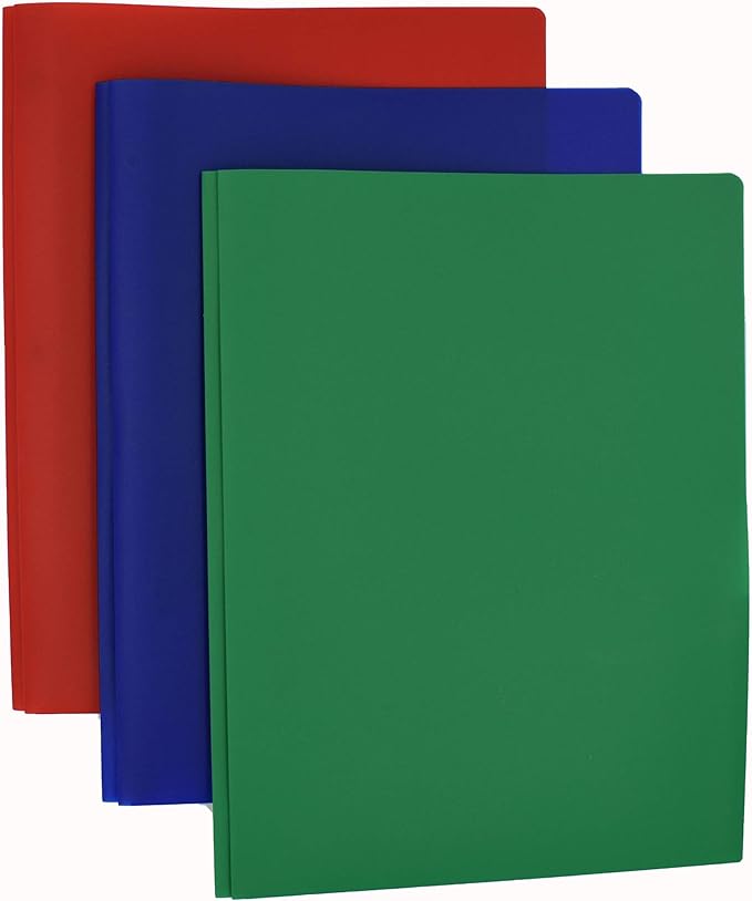 Smead Poly Two-Pocket Folder with Tang Style Fasteners, Letter Size, Assorted Colors, 6 per Pack (87745)